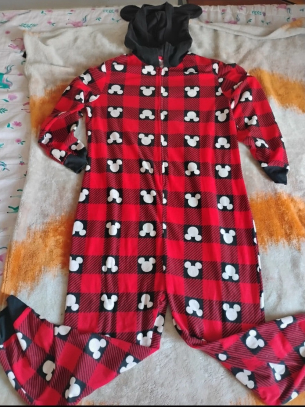 Disney Red Plaid Mickey Mouse Hooded  One-Piece